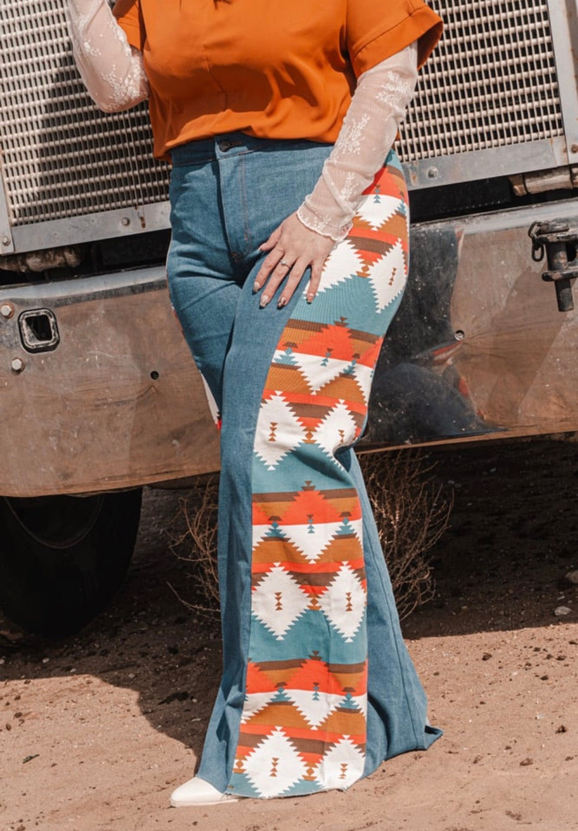 plus size tummy control Aztec side panel Pants