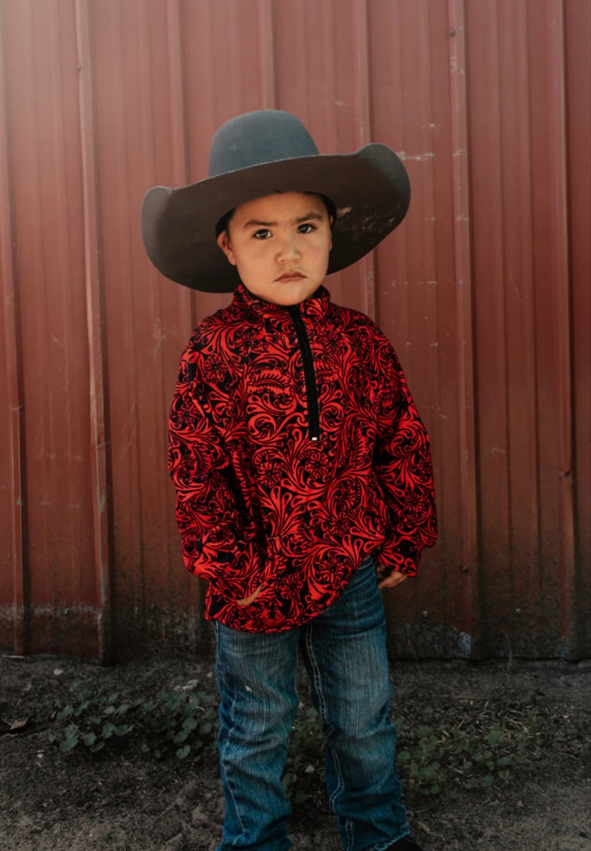Red Tooled printed Pullover