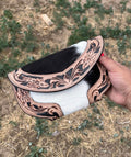 Black Hide Tooled Hide Wallet