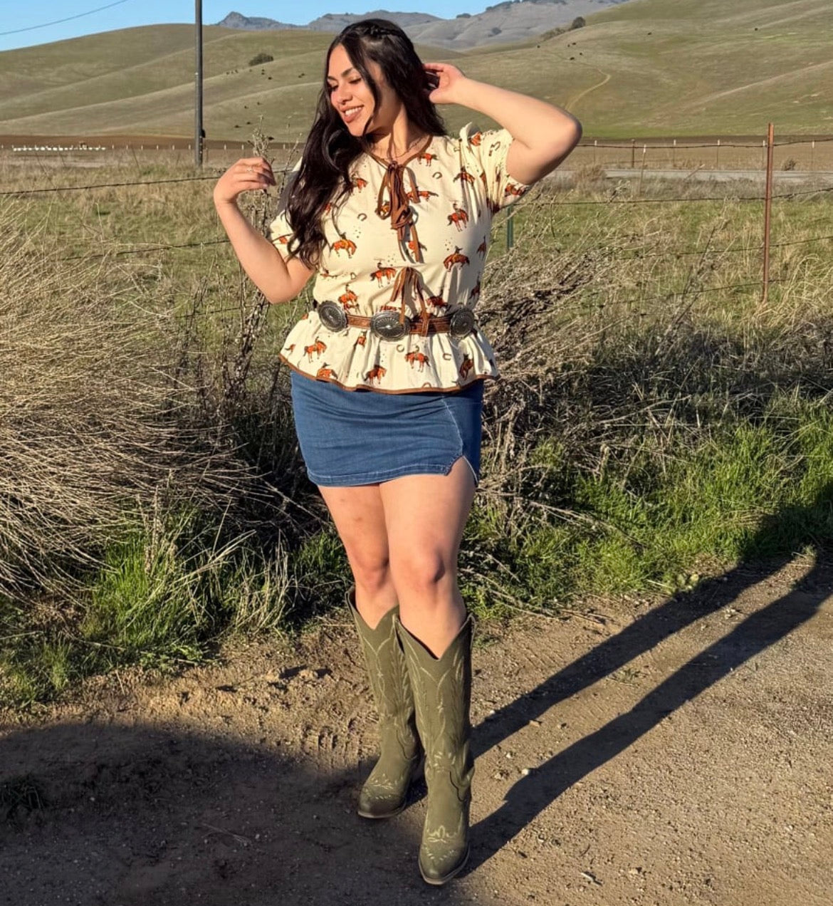 western-cowboy-puff-sleeve-bow-knot