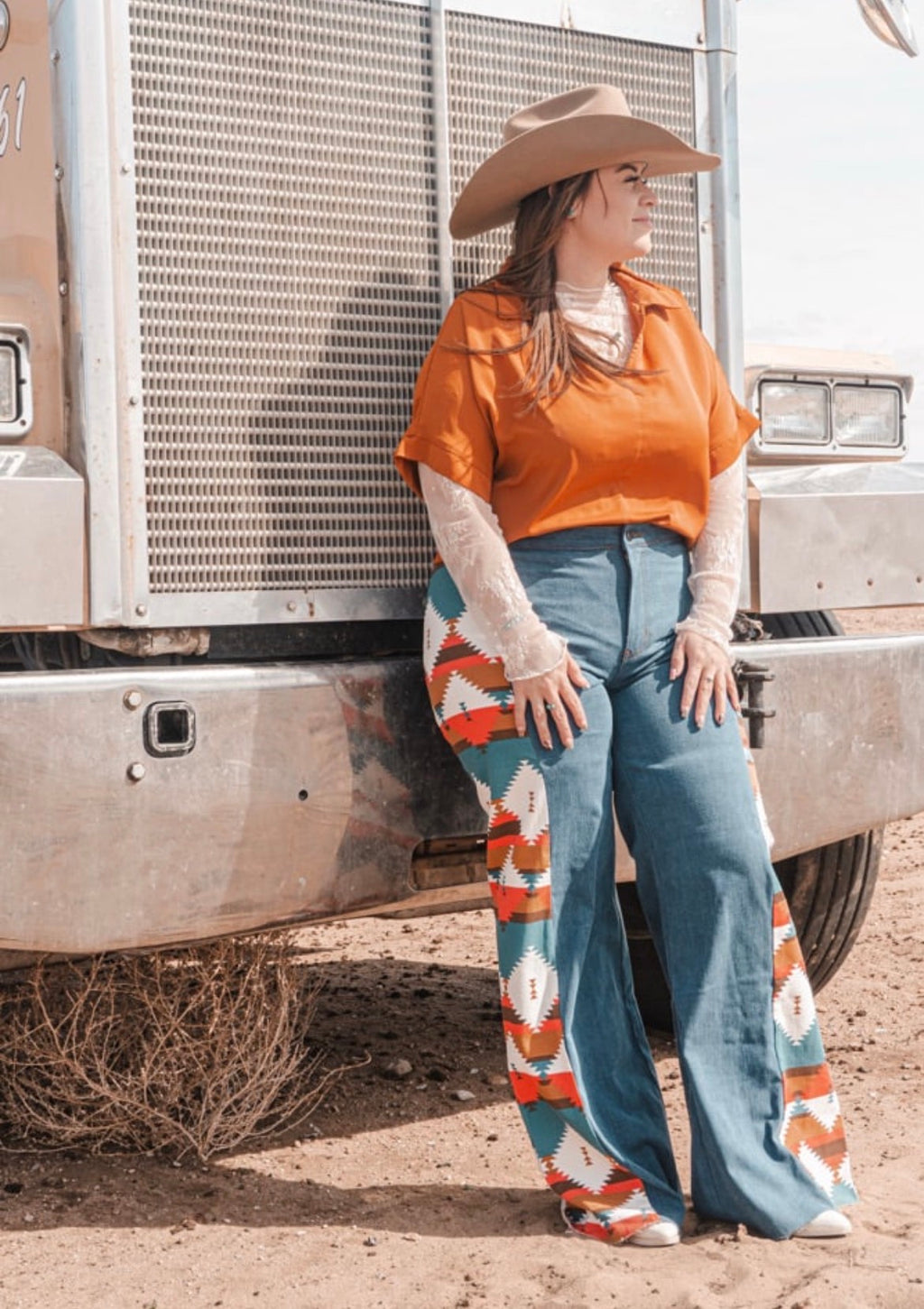 plus size tummy control Aztec side panel Pants