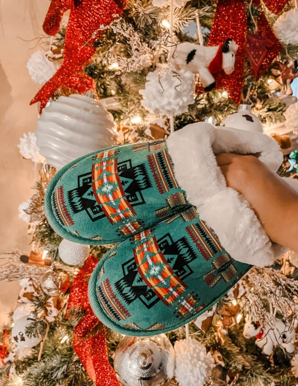 Turquoise Aztec Slippers