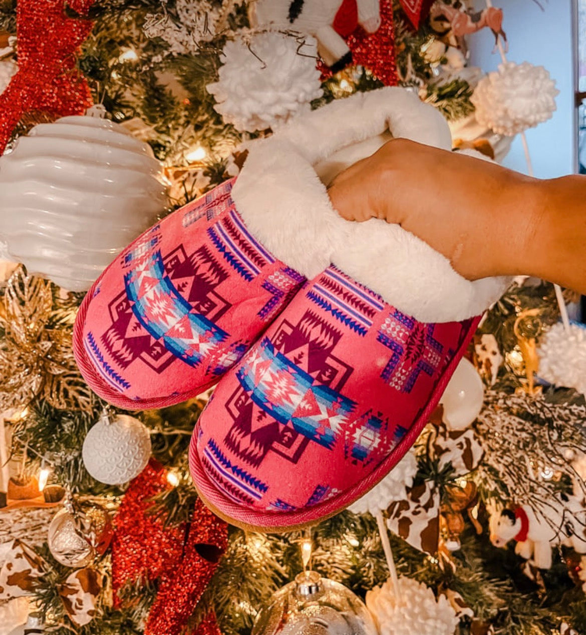 Pink Aztec slippers