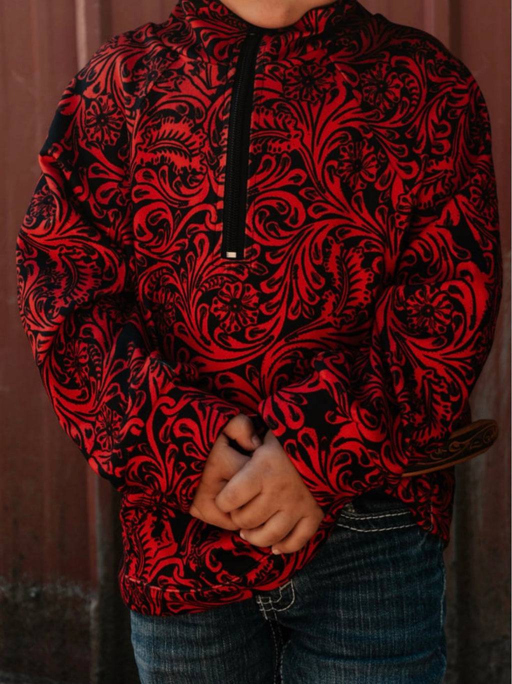 Red Tooled printed Pullover