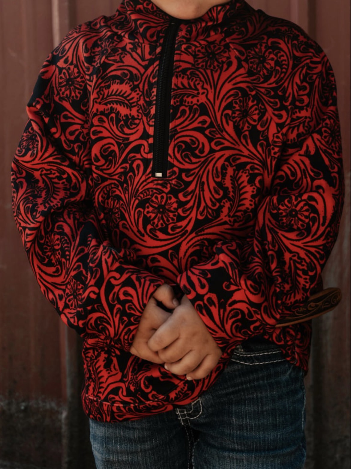 Red Tooled printed Pullover