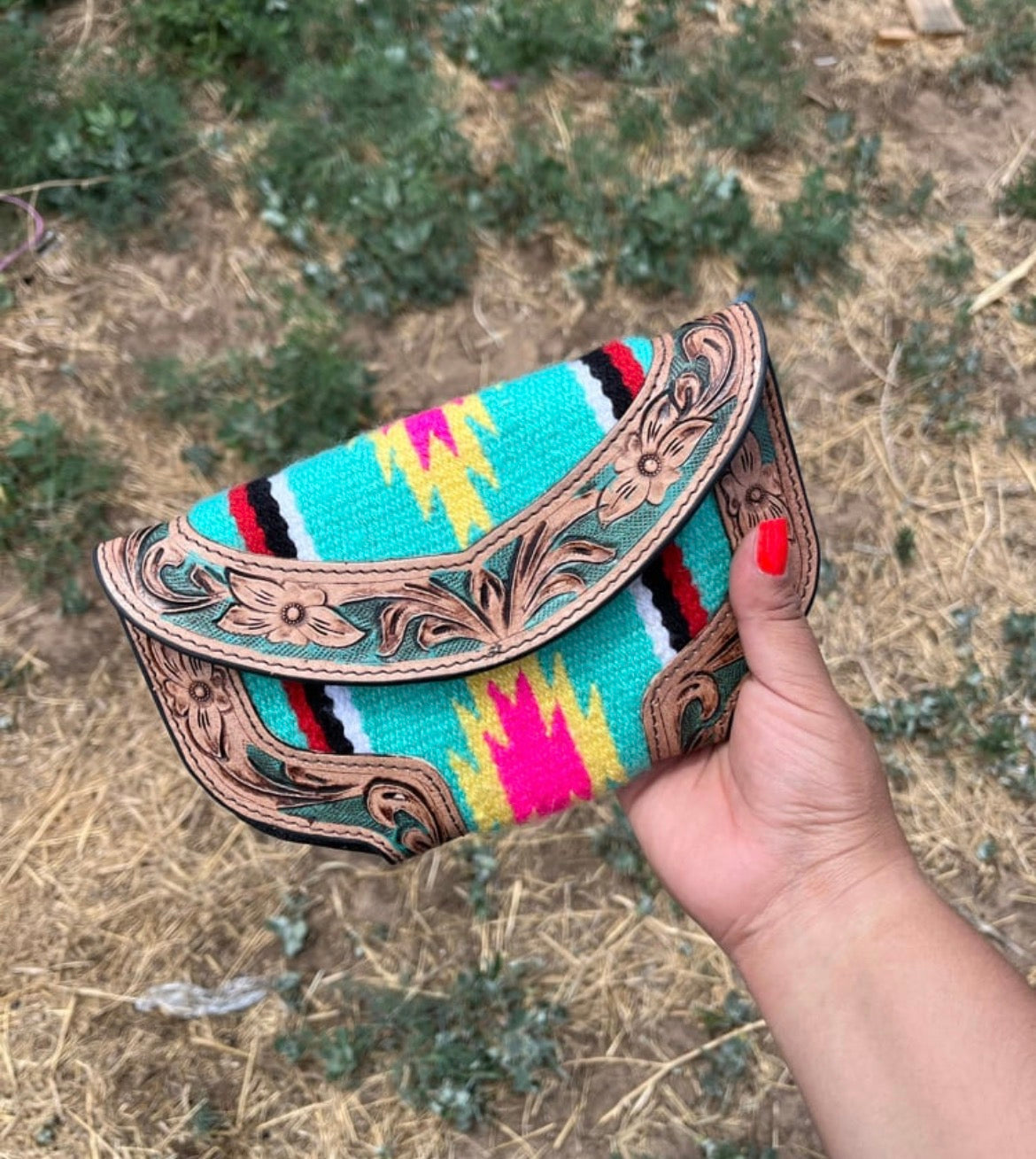 Teal Tooled  Wallet