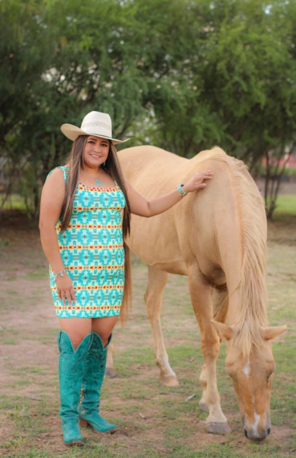 Turquoise Aztec strap dress