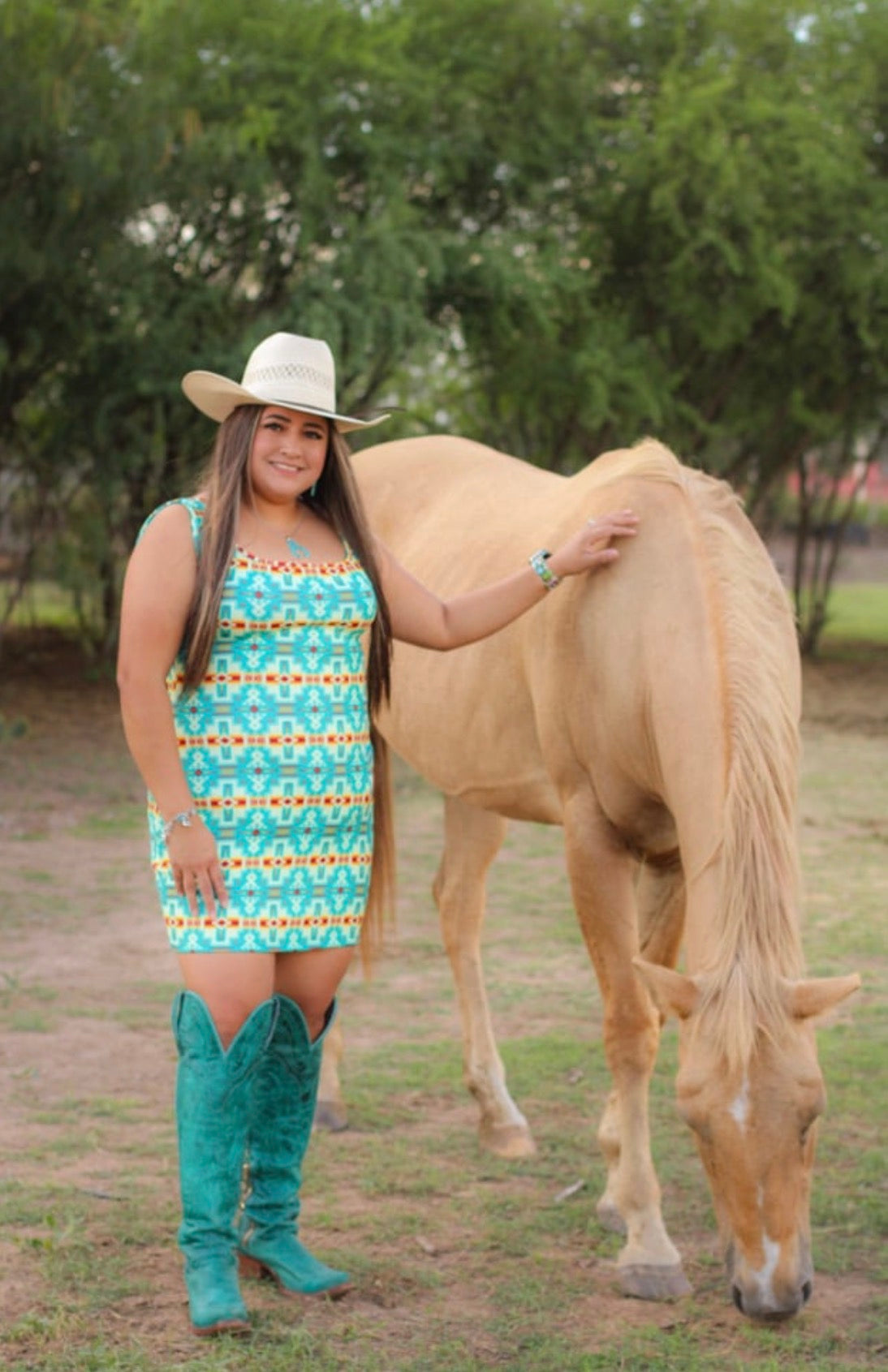 Turquoise Aztec strap dress