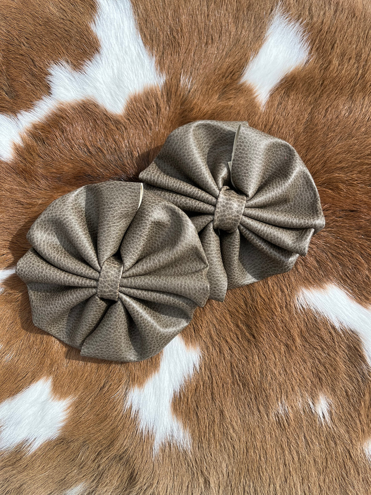 Mocha Faux leather clip ons