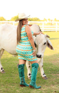 Turquoise Aztec strap dress