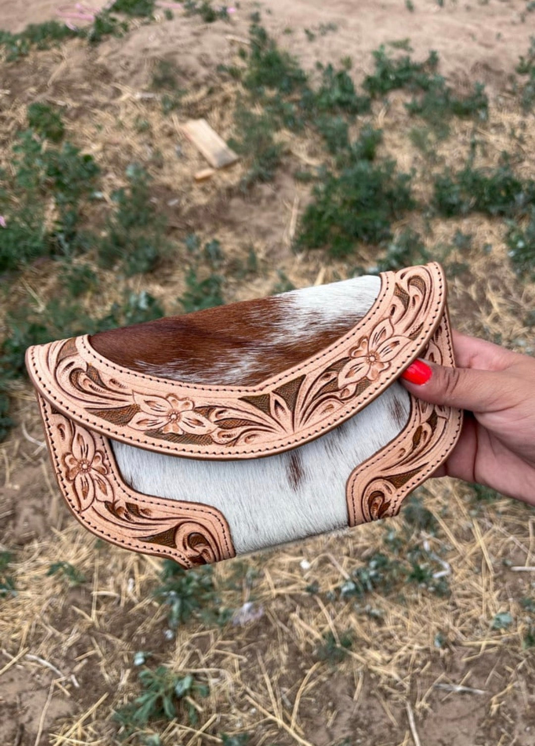 Brown Tooled Hide Wallet