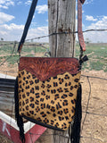 Cowhide leopard painted bag