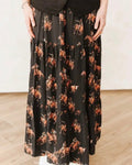 Black Western horse printed ruffle tier skirt